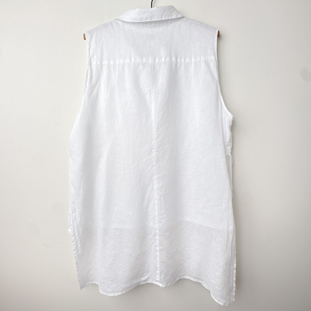 Chico's Linen Sleeveless Tunic Womens XL / 3 White Lagenlook Coastal Beach - Picture 5 of 10